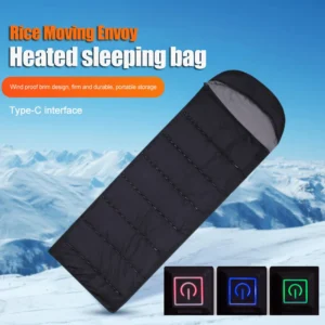 Winter Electric Heated Camping Sleeping Bag 3-Level Temperature Heating Cushion Warm Envelope Pad Ultralight Sleeping Bag