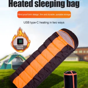 Type-C USB Electric Heated Sleeping Bag 3-Level Temperature 5V Heated Sleeping Pad Winter Warm for Travel Hiking for Backpacking